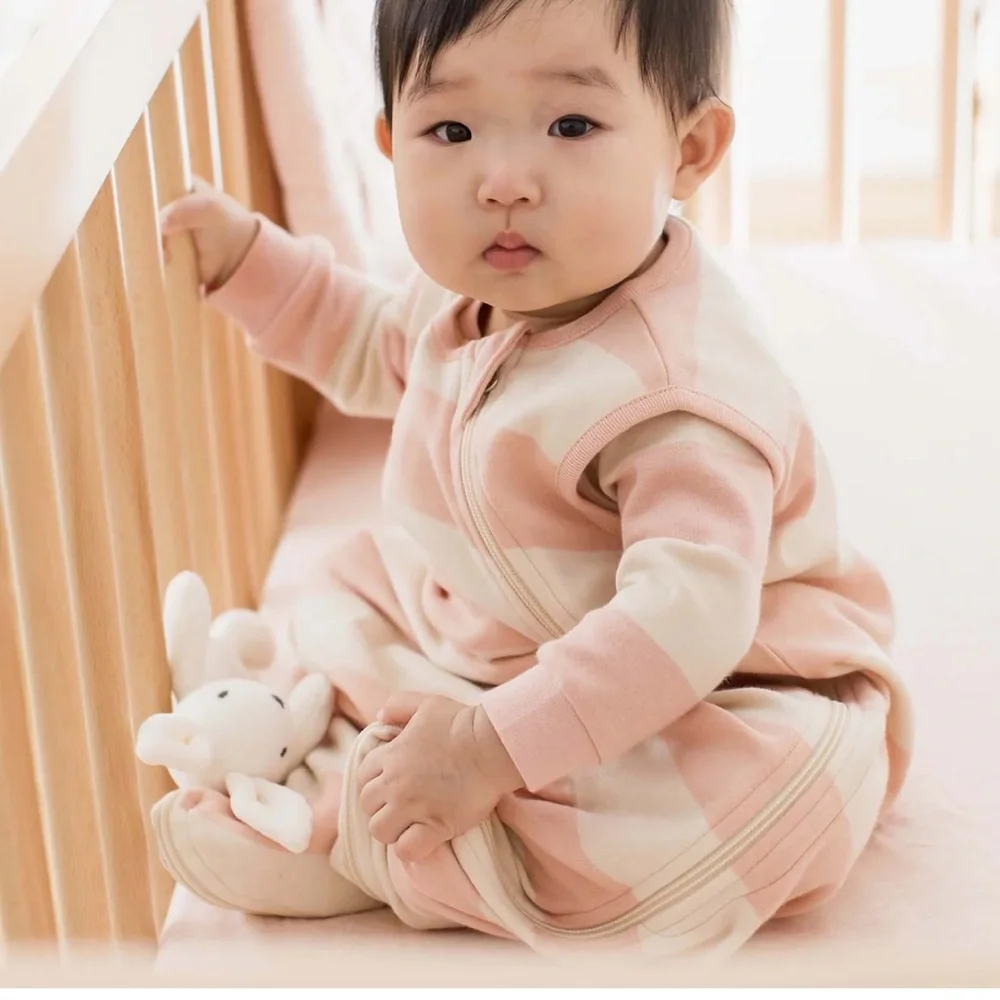 BURT’S BEES BABY Pink and White Striped Sleep Sack NWT SZ MEDIUM #408